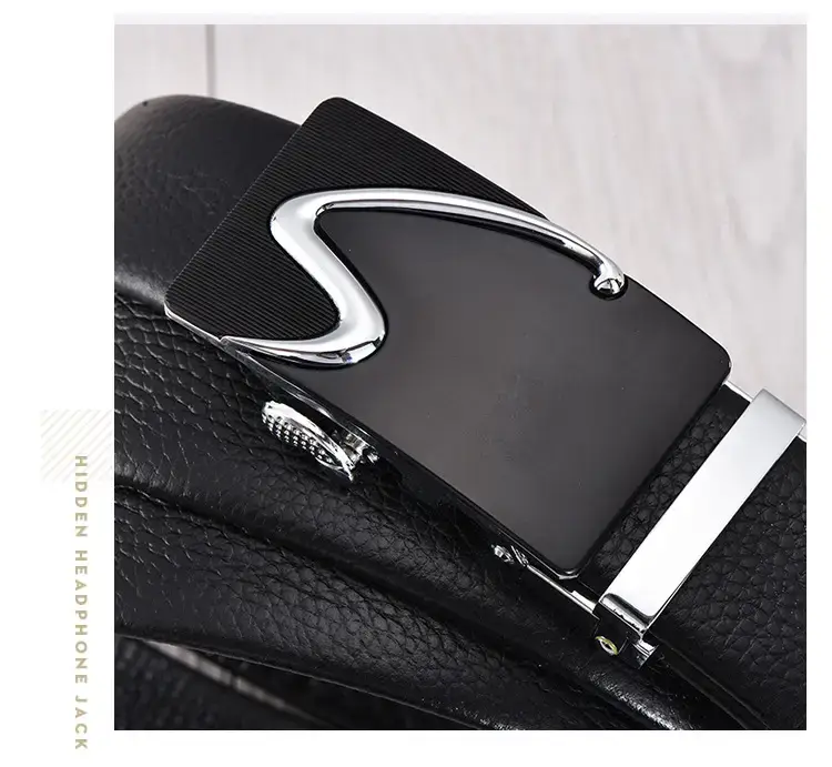 Men's Black Automatic Buckle Belt with Gold Plated Clasp โ feature 12