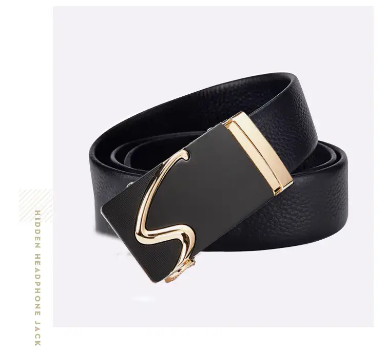 Men's Black Automatic Buckle Belt with Gold Plated Clasp โ feature 13