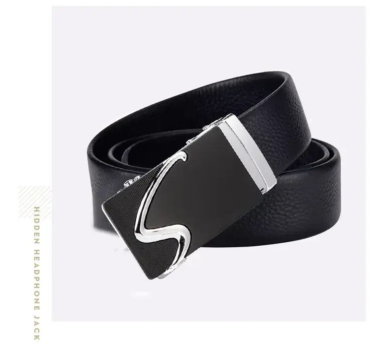 Men's Black Automatic Buckle Belt with Gold Plated Clasp โ feature 14