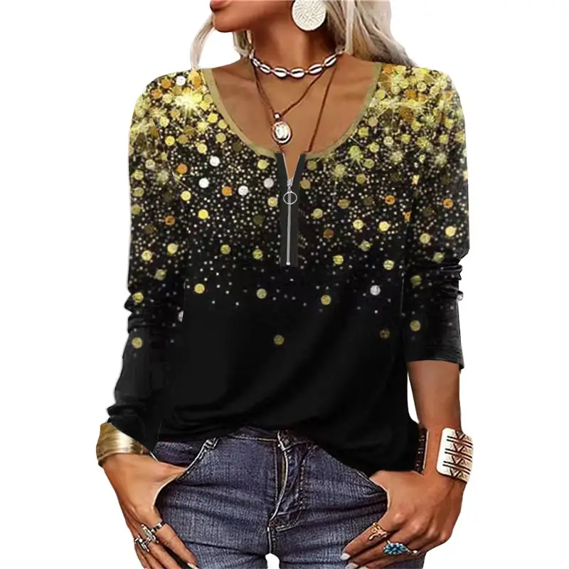 Women Floral Long Sleeve T-Shirt Blue 2023 - Image 8