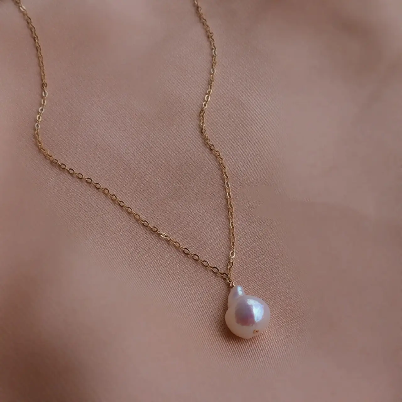 Natural Freshwater Baroque Pearl Necklace Set - Image 2