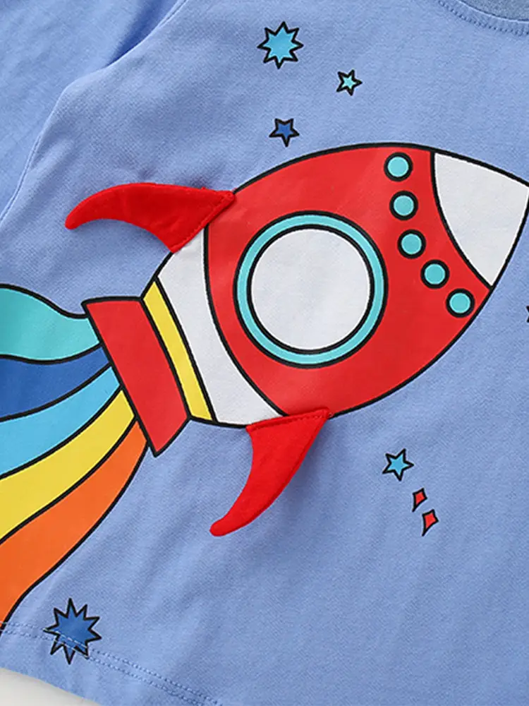 Malwee Boys T-Shirt Red Rocket Print Blue