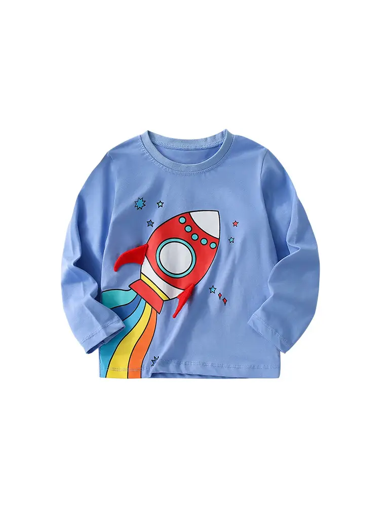 Malwee Boys T-Shirt Red Rocket Print Blue