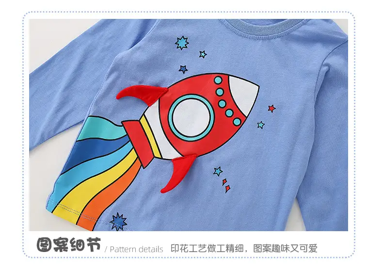 Malwee Boys T-Shirt Red Rocket Print Blue — feature 8
