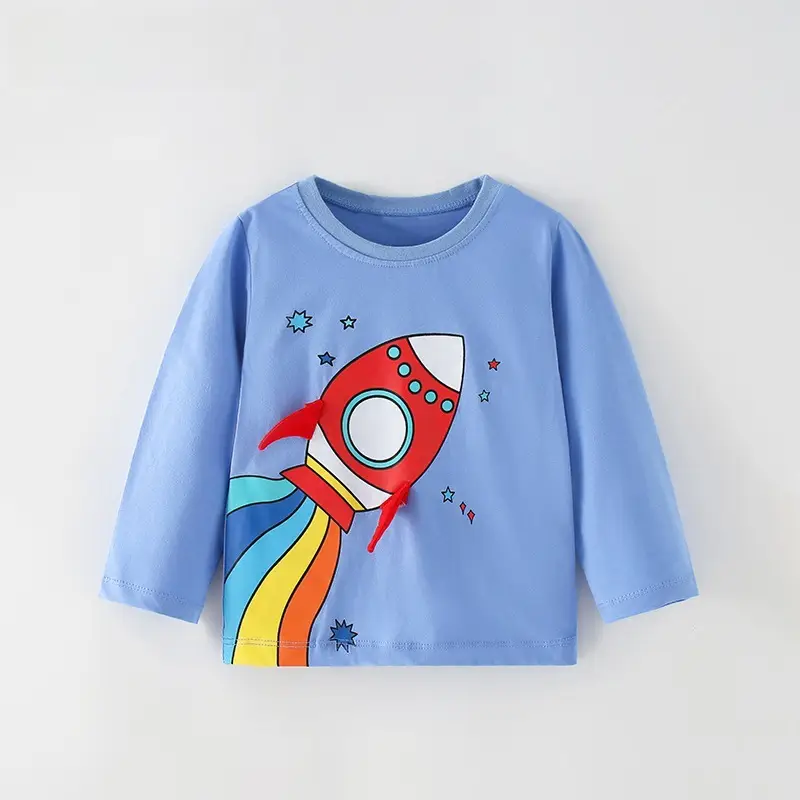 Malwee Boys T-Shirt Red Rocket Print Blue