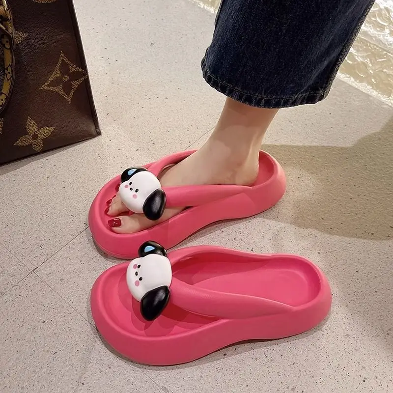 Cute Cat Design Black Flip Flops Women Summer 2023