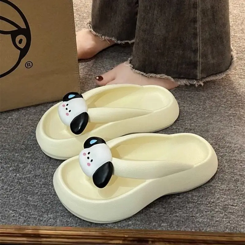 Cute Cat Design Black Flip Flops Women Summer 2023