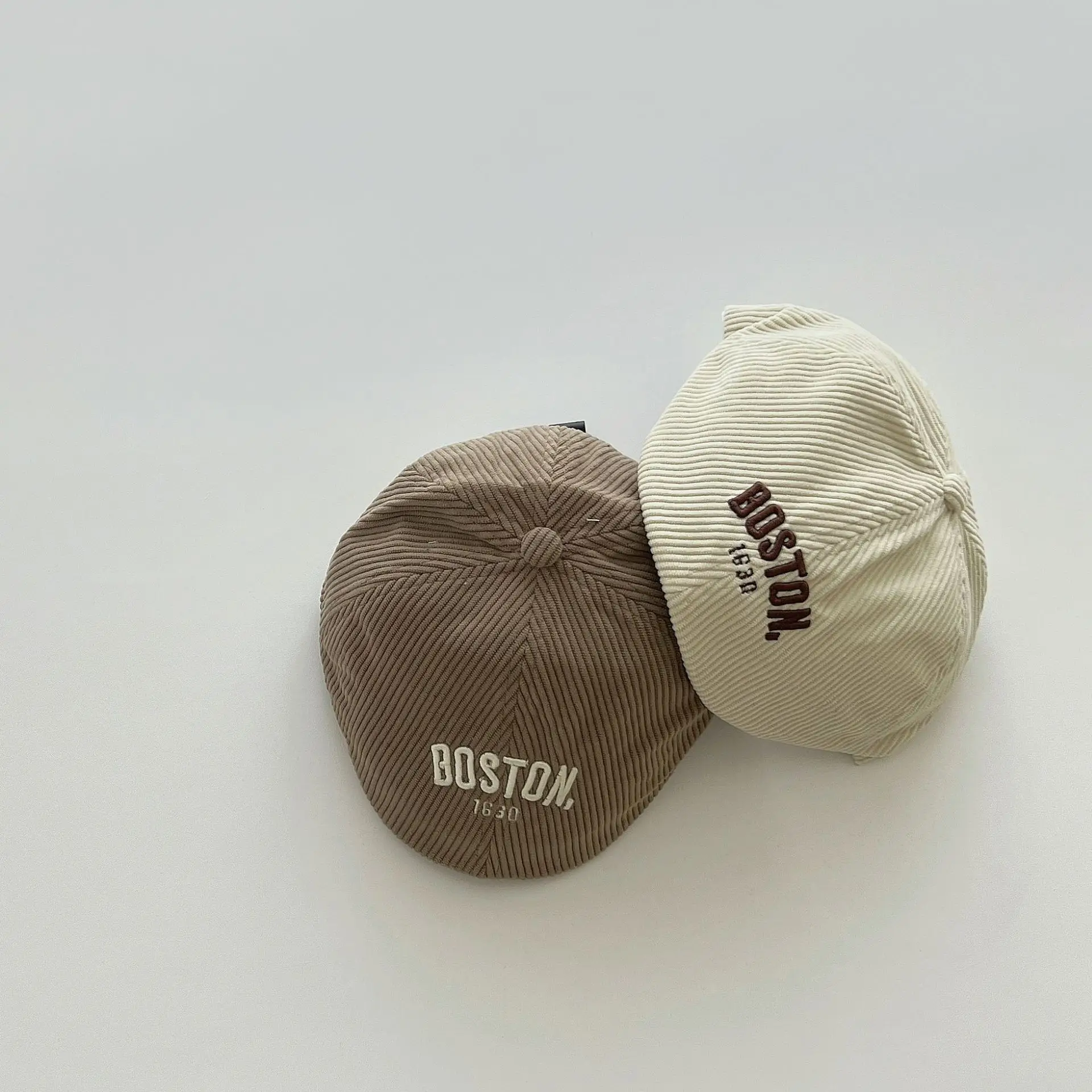 Boston Letter Wool Baby Cap Beige Winter