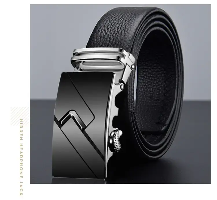 Men's Black Leather Belt with Gold Buckle Business Casual β feature 14