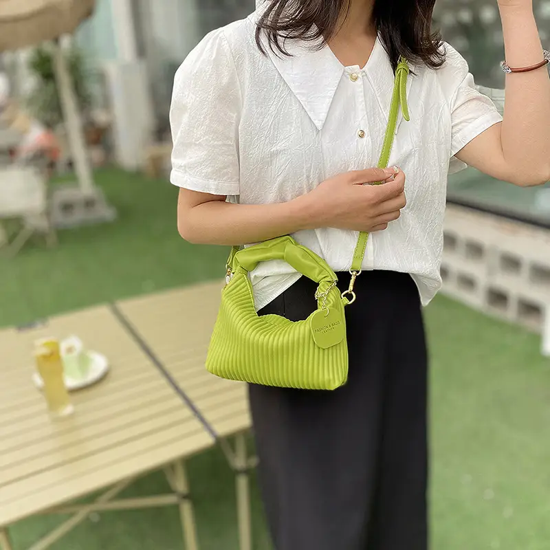 Women's Pleated Striped Shoulder Bag 2023 Summer - Image 6