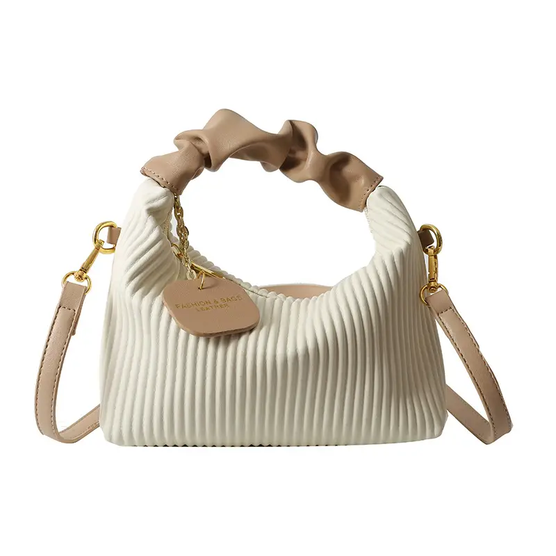 Women's Pleated Striped Shoulder Bag 2023 Summer - Image 9