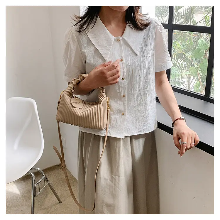 Women's Pleated Striped Shoulder Bag 2023 Summer — feature 14