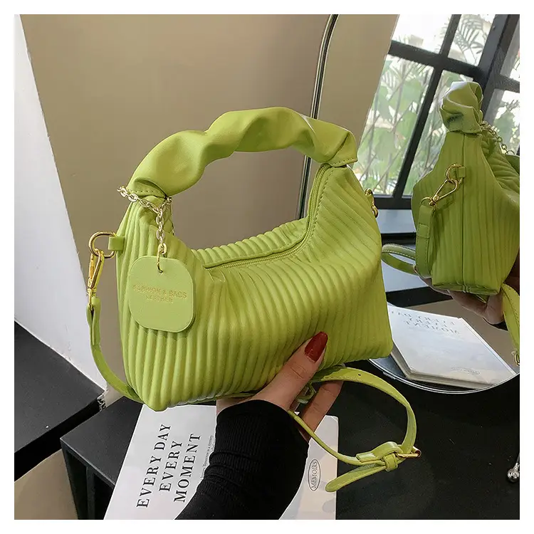 Women's Pleated Striped Shoulder Bag 2023 Summer — feature 21