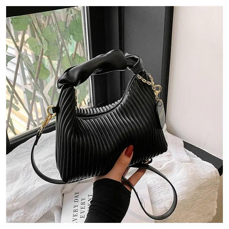 Women's Pleated Striped Shoulder Bag 2023 Summer — feature 23