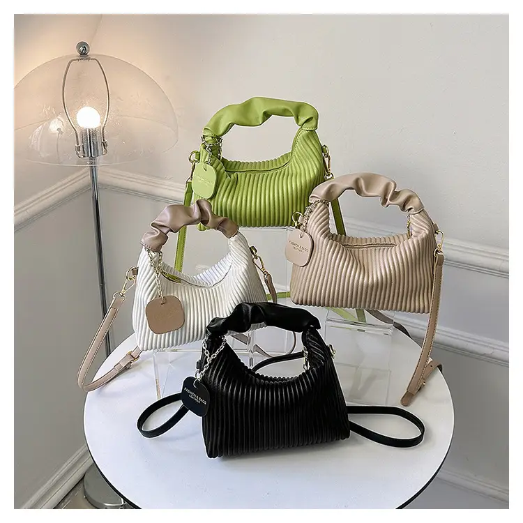 Women's Pleated Striped Shoulder Bag 2023 Summer — feature 24