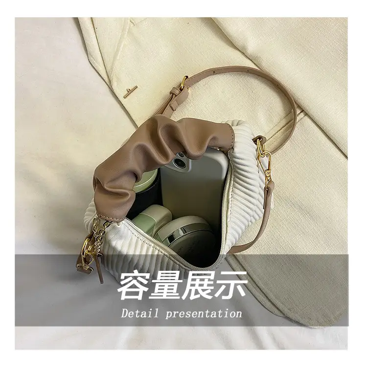 Women's Pleated Striped Shoulder Bag 2023 Summer — feature 7