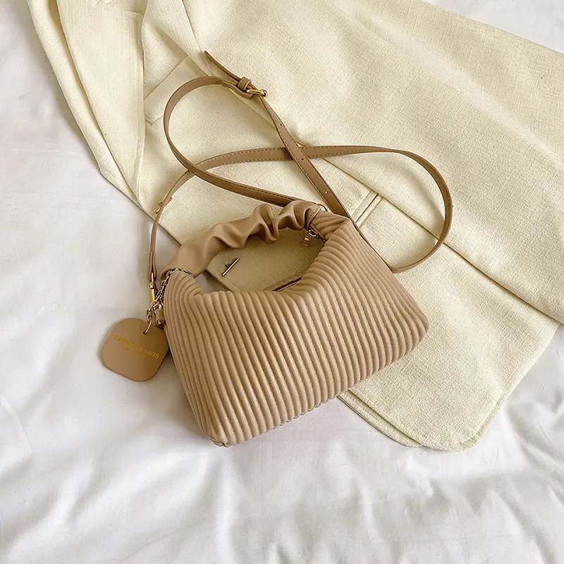 Women's Pleated Striped Shoulder Bag 2023 Summer - Image 2