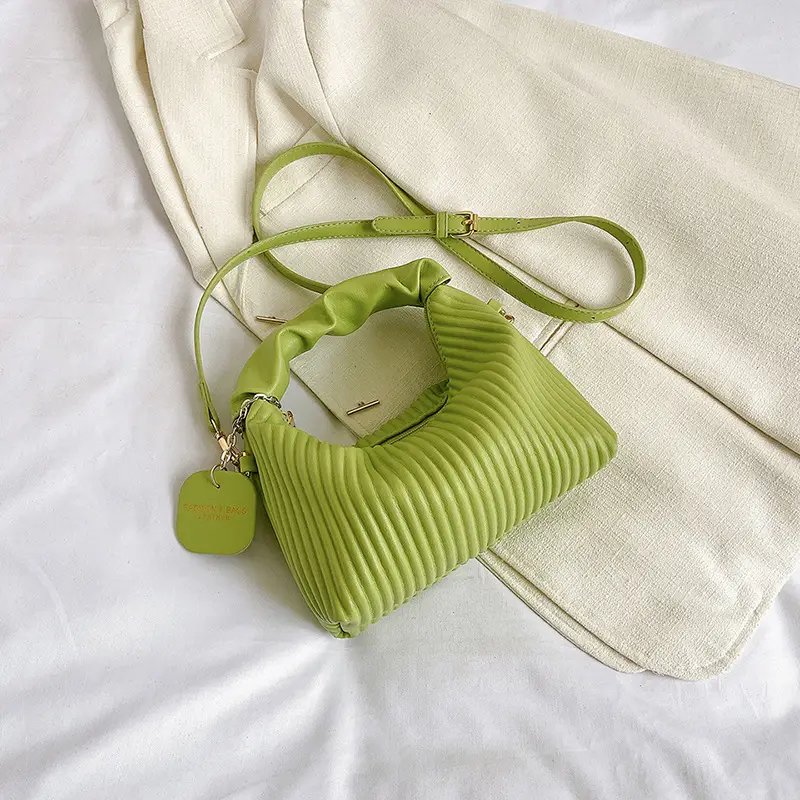 Women's Pleated Striped Shoulder Bag 2023 Summer - Image 3