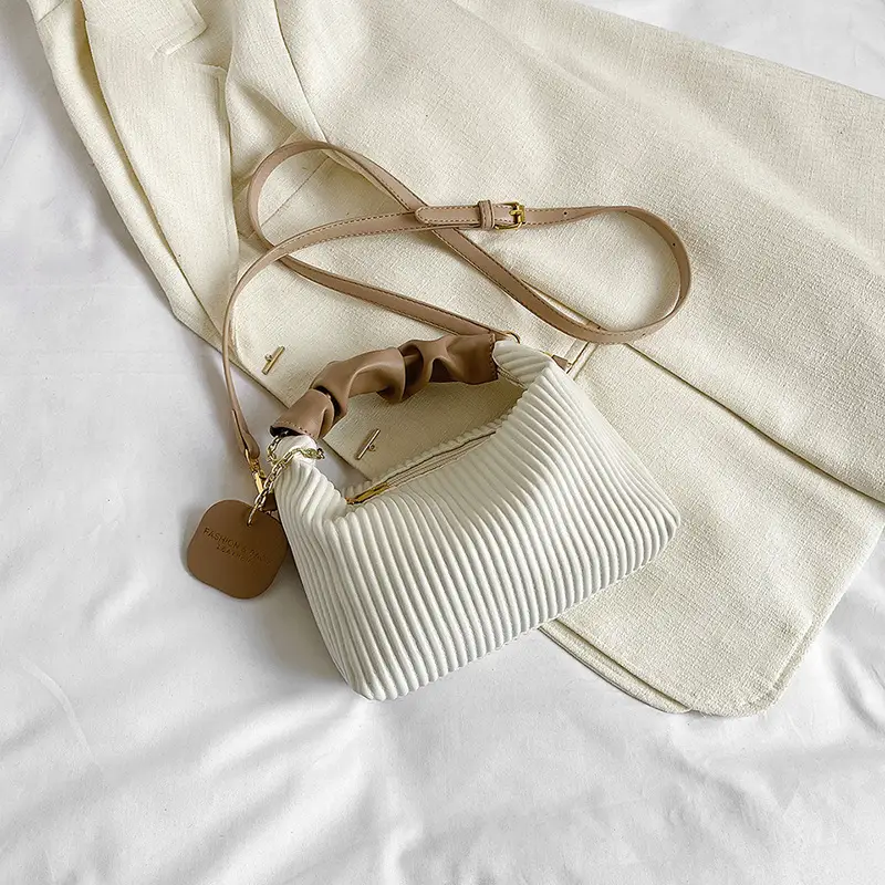 Women's Pleated Striped Shoulder Bag 2023 Summer - Image 4