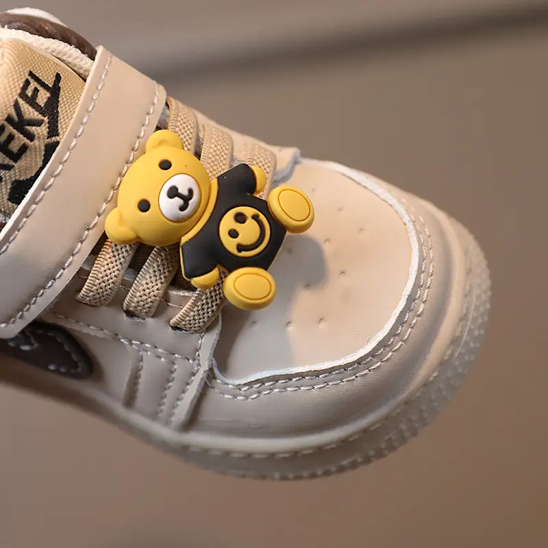 Baby Sneakers Beige Soft Soled Mid-Top Casual