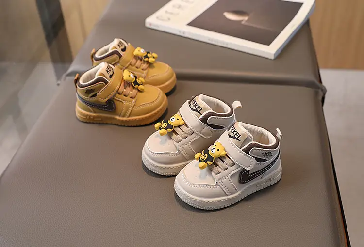 Baby Sneakers Beige Soft Soled Mid-Top Casual — feature 1