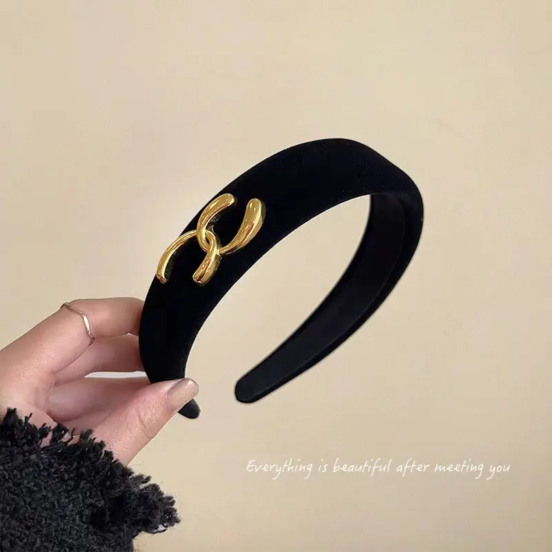 French Velvet Sponge Hair Band Red Wide Bristle — feature 21