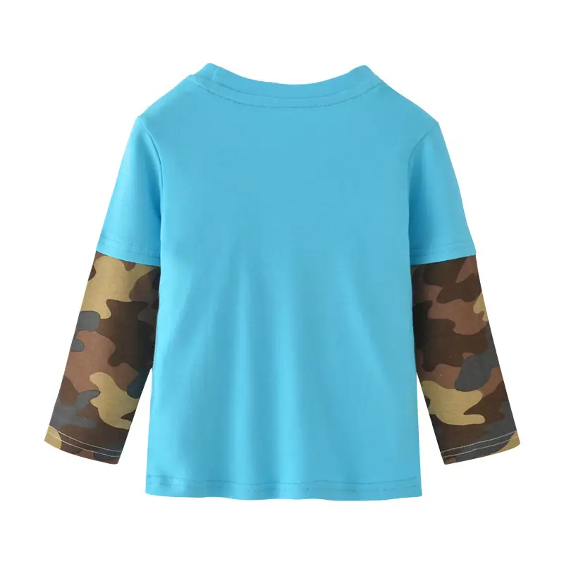 Boys Cotton Long Sleeve T-Shirt Blue Camo - Image 5