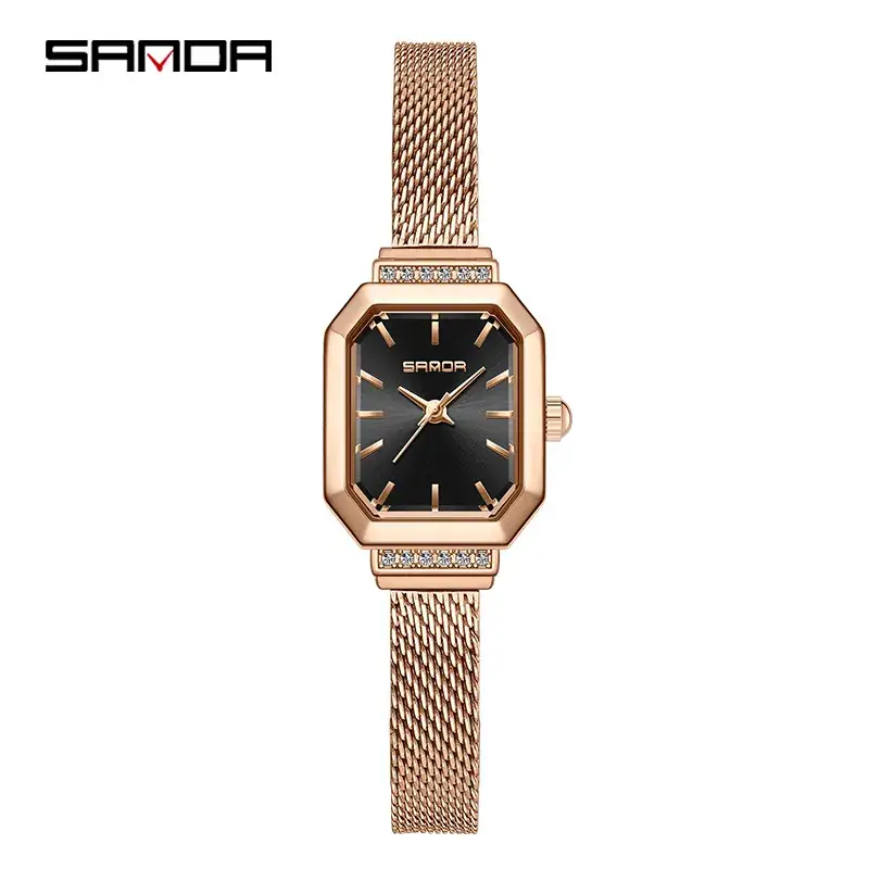 Sanda Gold Mesh Women's Quartz Watch with Diamond Dial - Image 10