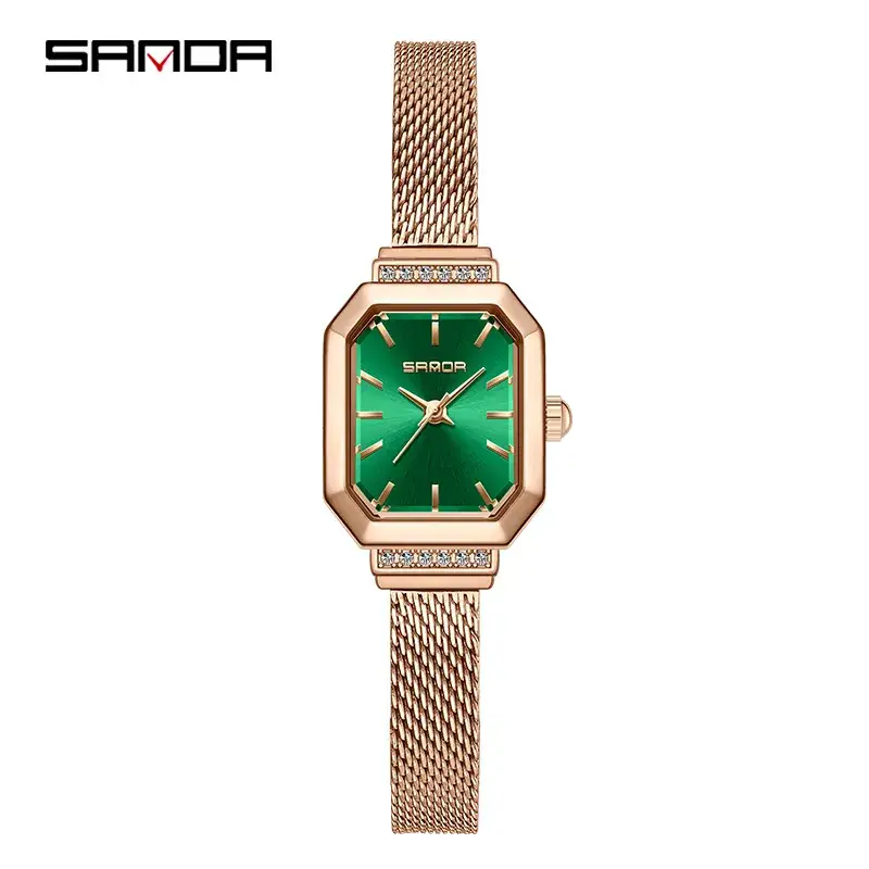 Sanda Gold Mesh Women's Quartz Watch with Diamond Dial - Image 11