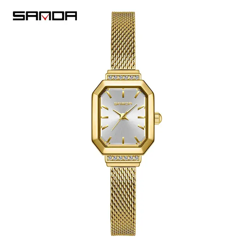 Sanda Gold Mesh Women's Quartz Watch with Diamond Dial - Image 13