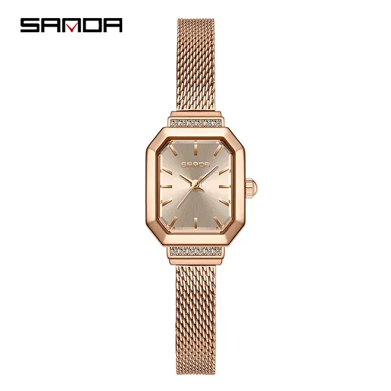Sanda Gold Mesh Women's Quartz Watch with Diamond Dial - Image 9