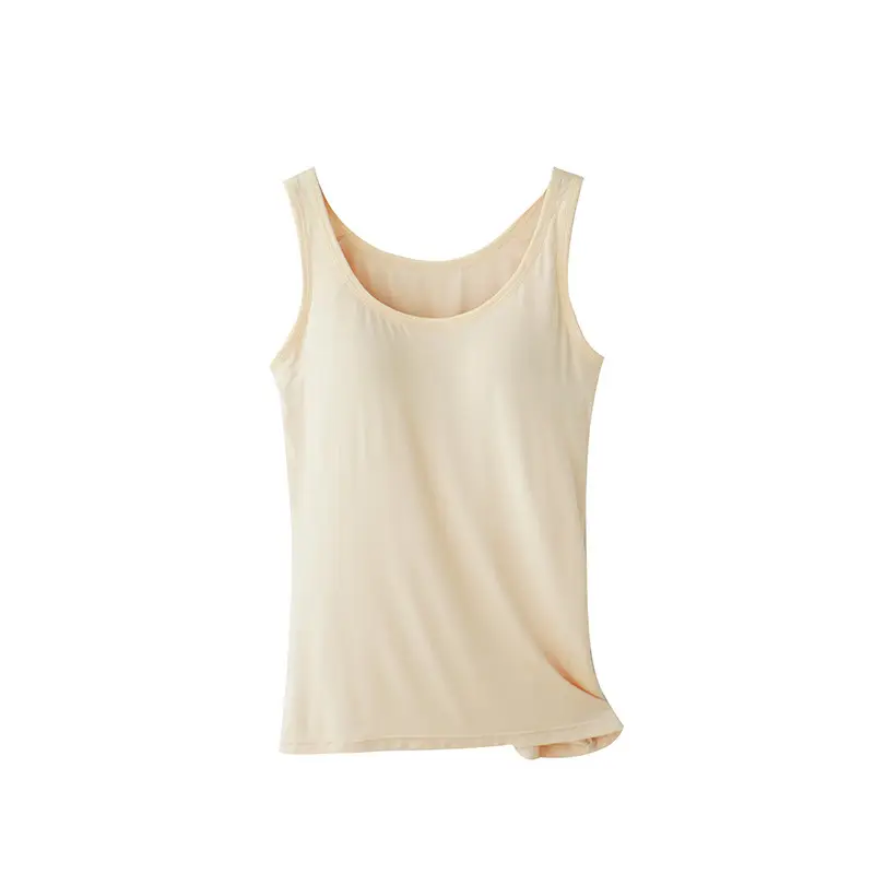 Modal vest with chest pad women's bra cup integrated wireless slim fit undershirt for inner and outer wear