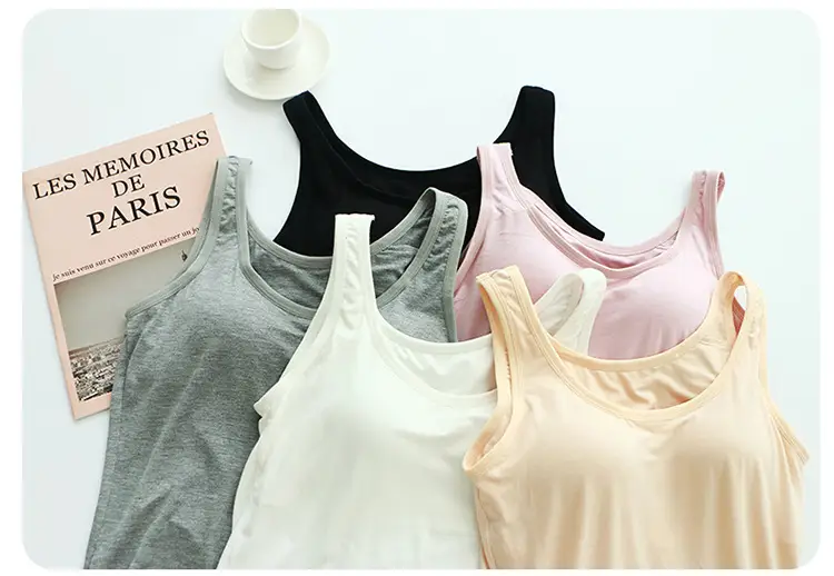 Modal vest with chest pad women's bra cup integrated wireless slim fit undershirt for inner and outer wear — feature 12