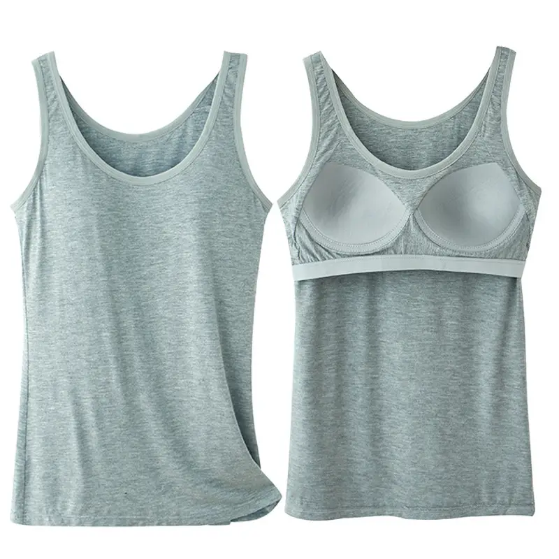 Modal vest with chest pad women's bra cup integrated wireless slim fit undershirt for inner and outer wear