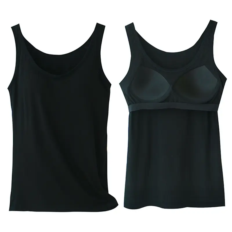 Modal vest with chest pad women's bra cup integrated wireless slim fit undershirt for inner and outer wear