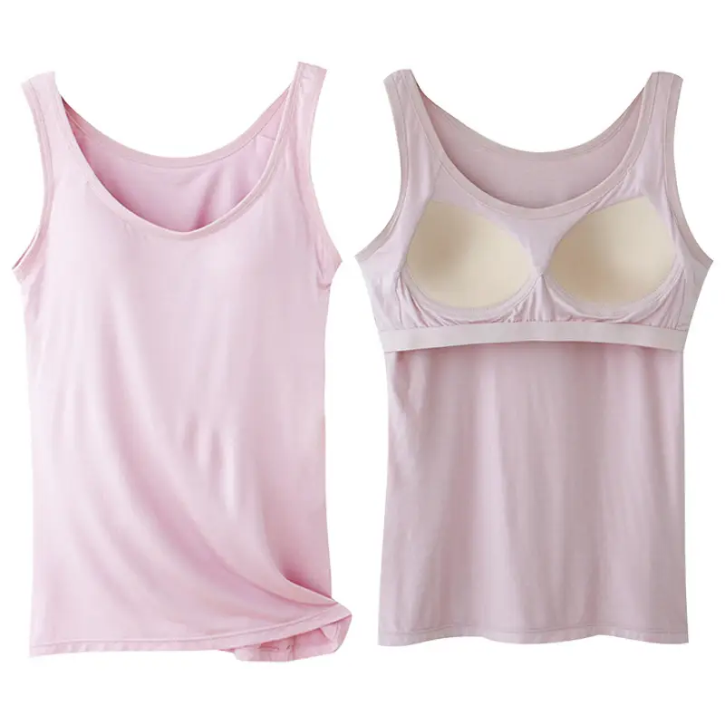 Modal vest with chest pad women's bra cup integrated wireless slim fit undershirt for inner and outer wear
