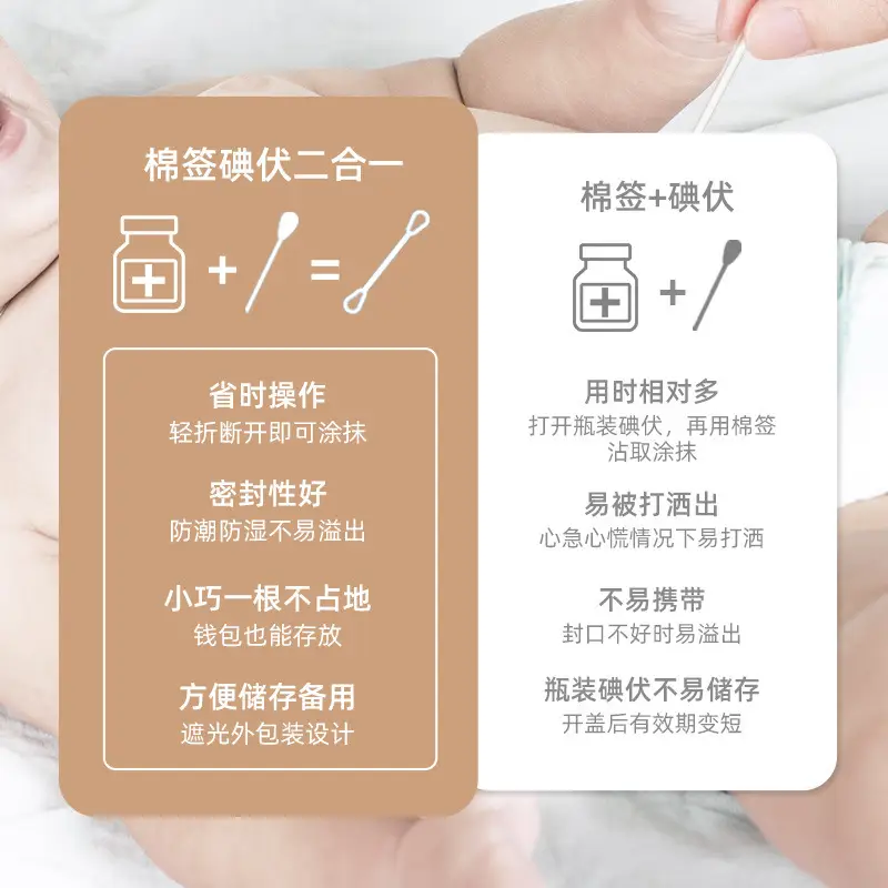 Iodophor Cotton Swab for Newborns Navel Disinfection - Image 9