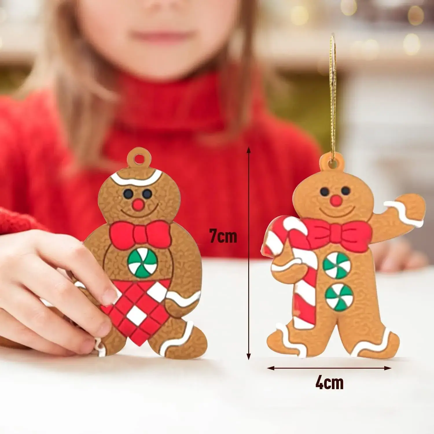 Classic Christmas Gingerbread Man Hanging Ornaments Set