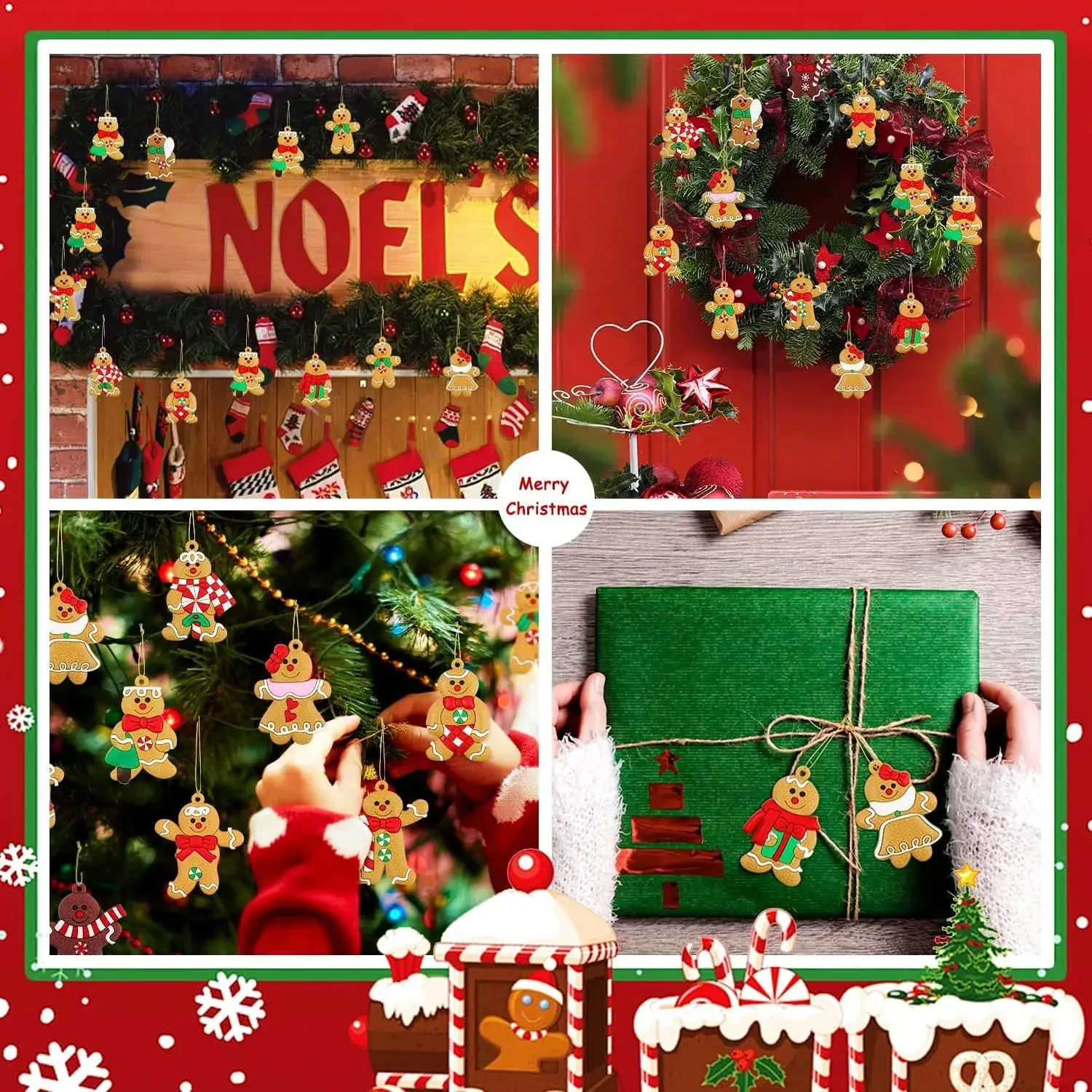 Classic Christmas Gingerbread Man Hanging Ornaments Set — feature 12
