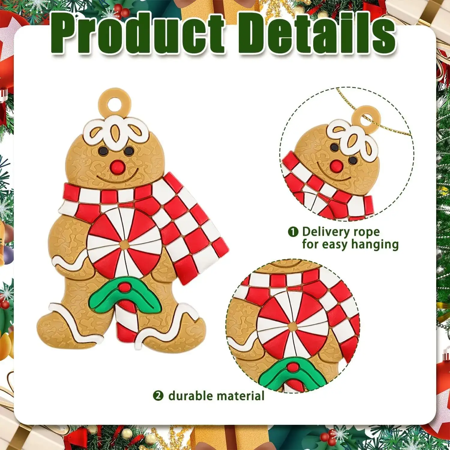 Classic Christmas Gingerbread Man Hanging Ornaments Set — feature 6