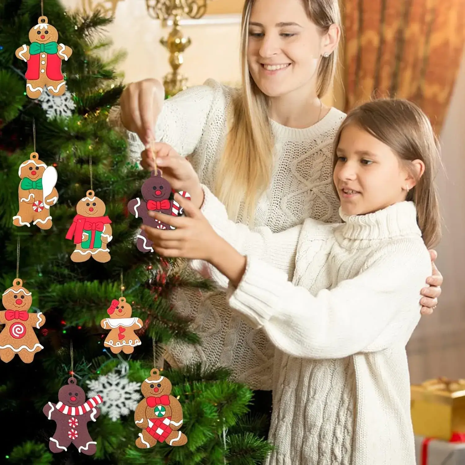 Classic Christmas Gingerbread Man Hanging Ornaments Set — feature 9