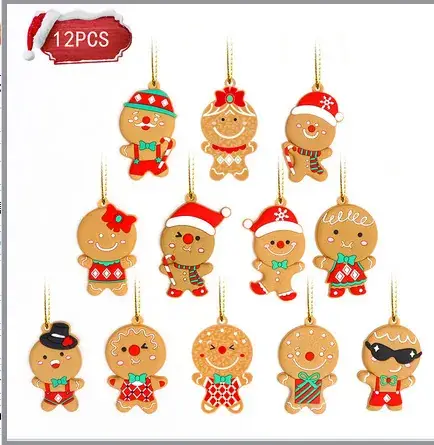 Classic Christmas Gingerbread Man Hanging Ornaments Set