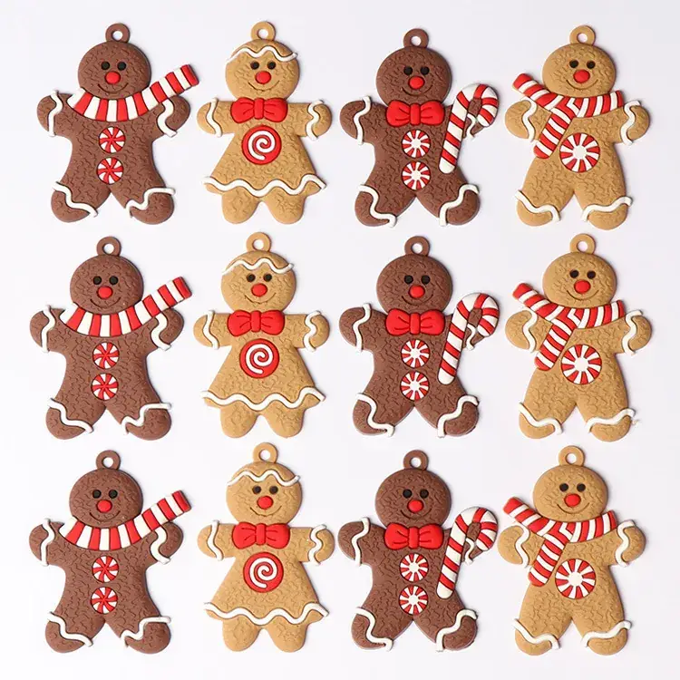 Classic Christmas Gingerbread Man Hanging Ornaments Set