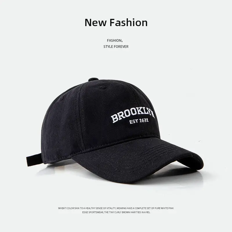 Brooklyn Brand Canvas Cap with Letter Embroidery