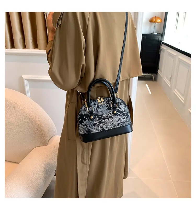 Black Embroidered Shoulder Messenger Bag for Women — feature 18