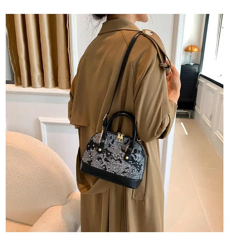 Black Embroidered Shoulder Messenger Bag for Women — feature 20
