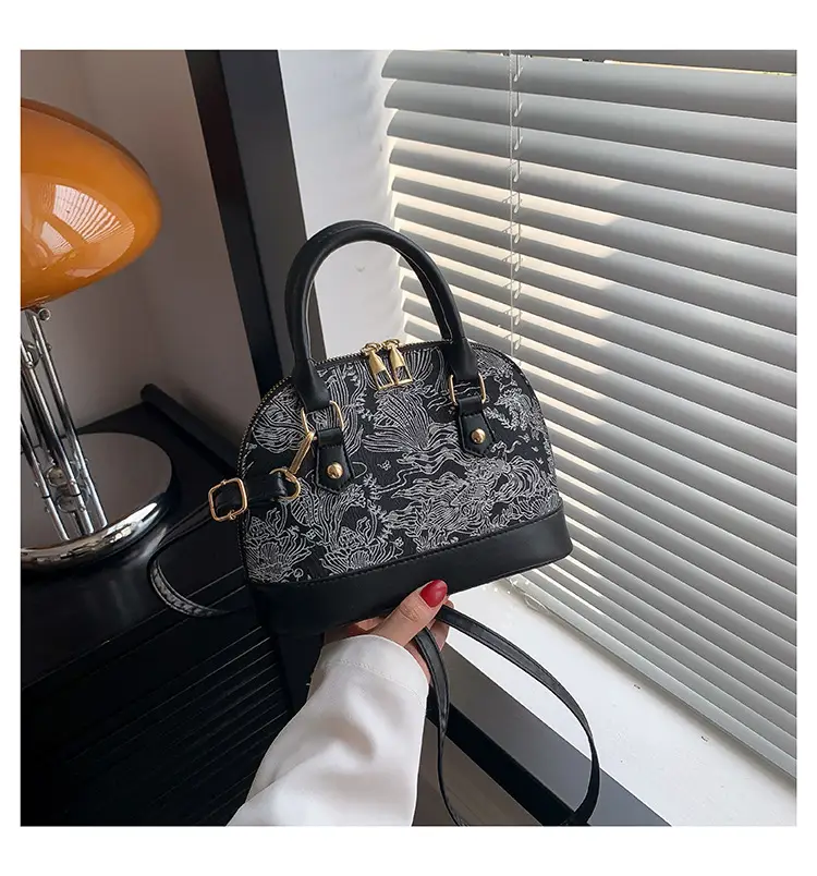 Black Embroidered Shoulder Messenger Bag for Women — feature 22