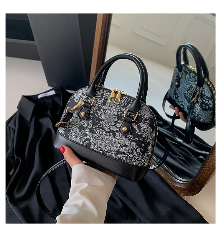 Black Embroidered Shoulder Messenger Bag for Women — feature 24