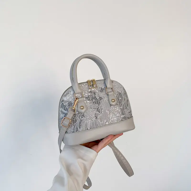 Black Embroidered Shoulder Messenger Bag for Women