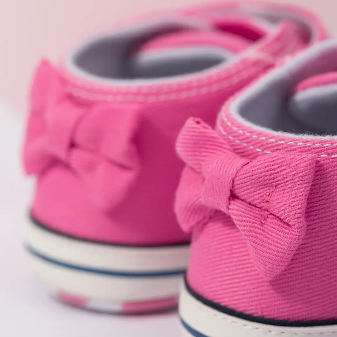 Cross-border Hot Spring and Autumn New Double Row Velcro Baby Canvas Shoes Baby Shoes Bow Soft Sole Toddler Shoes